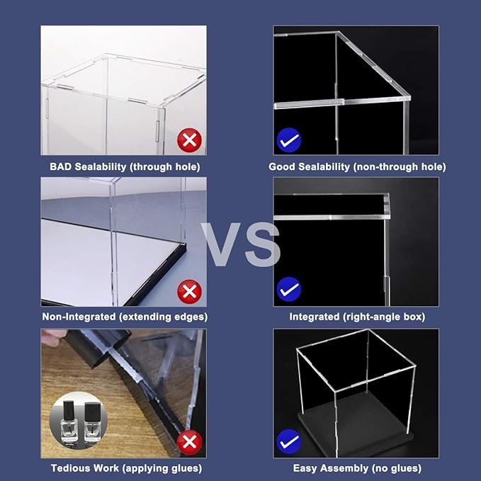 Acrylic Display Case with Lid, 14.5 Inch Acrylic Box with Black Velvet Disaply Stand, Clear Display Case for Collectibles, Action Figures (Outer Size 14.5x11x11 inch)