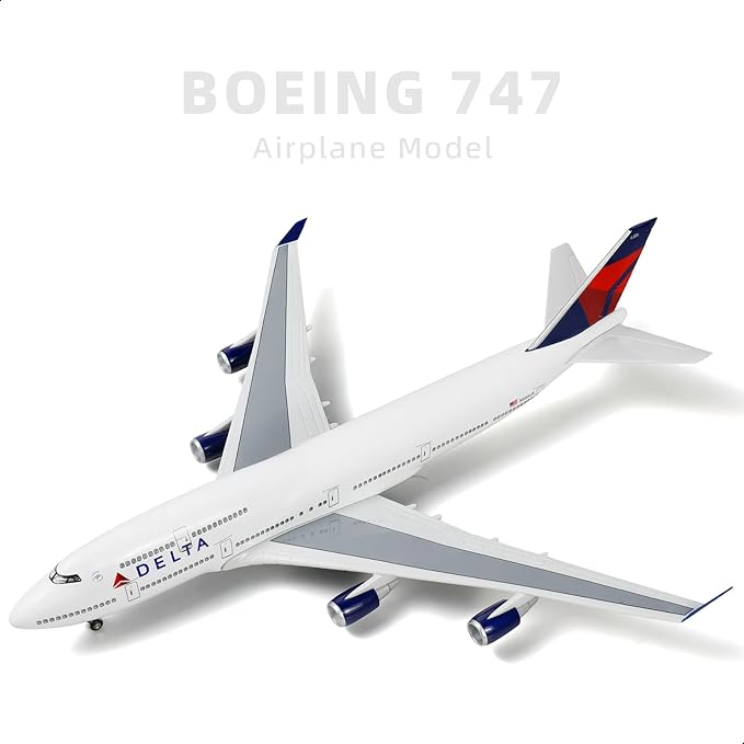 747 1/160 Large Scale Airplane Model -17 inches (Long) for Boeing 747 Prebuilt Airplane Model for Adult Plane 747 with Stand for Aviation Enthusiasts Gifts or Display Decorations