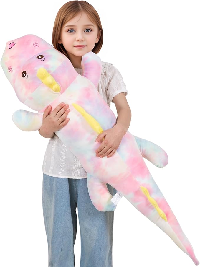 40inch Gaint Dinosaur Plush Stuffed Animals, Soft Rainbow Dinosaur Stuffed Large Pillow Toy, Cute Dinosaur Plushies Gift for Kids Boys Girls Birthday Holiday