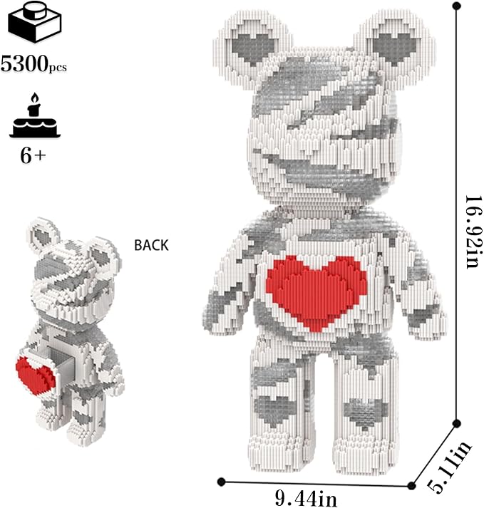 Bear Micro Mini Building Block Sets for Adults, No Compatible with Lego, Building Toys for Home & Office Decor, MOC 3D Creative Model Gifts for Christmas