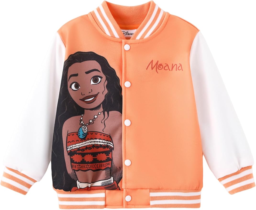 Disney Minnie Mickey Stitch Princess Frozen Elsa Marvel Jacket Lightweight Coat Button up Color Block Sweatshirt 2-14 Years