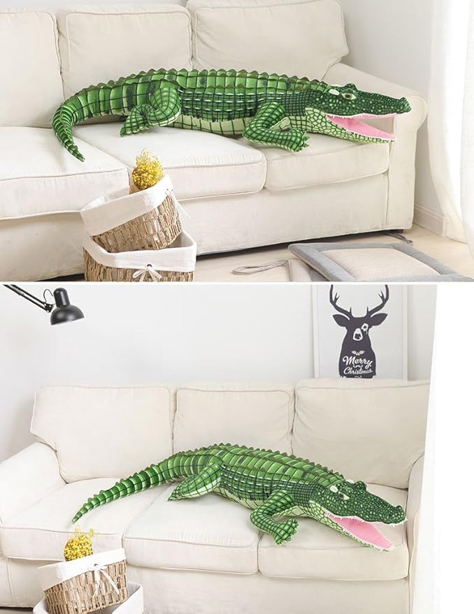 MMTTAO Alligator Plush Toy Realistic Crocodile Stuffed Animal 39 Inch Jumbo Animal Stuffed Soft Plushies Cute Dolls Collection Huggable Throw Pillow Cushion Gift for Kids Children Boys Girls, 39Inches