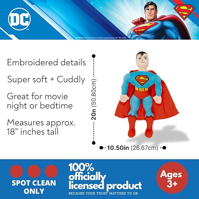 Franco DC Comics Superman Bedding Super Soft Cozy Cuddle Pillow Buddy, (Officially Licensed Product)