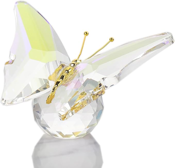 Movdyka Crystal Butterfly Decor Figurines for Mom Wife Women, Colorful Glass Butterfly Craft Desk Office Dcorations Table Centerpieces, Animal Ornaments Paperweight