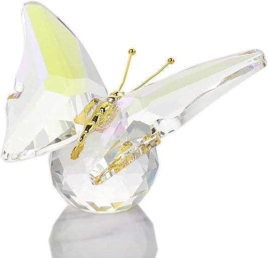 Movdyka Crystal Butterfly Decor Figurines for Mom Wife Women, Colorful Glass Butterfly Craft Desk Office Dcorations Table Centerpieces, Animal Ornaments Paperweight