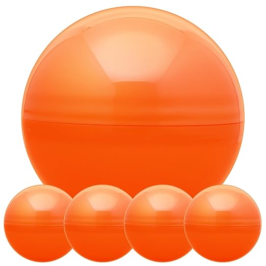 Big Claw Machine Capsules Orange Plastic Sphere Party Favor Containers Round 5 pcs 6.3 inch Jumbo Plastic Christmas Ornaments Extra Large Candy Gift Box Empty Craft Party Supplies Vending Capsules