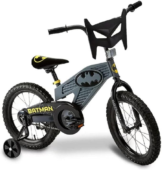 Batman 16 Inch Bike for Kids | Detachable Training Wheels for Safety and Balance | Pedal Powered Bicycle for Young Superheros Ages 4-8 | Perfect Boys & Girls Gift | Adjustable Seat