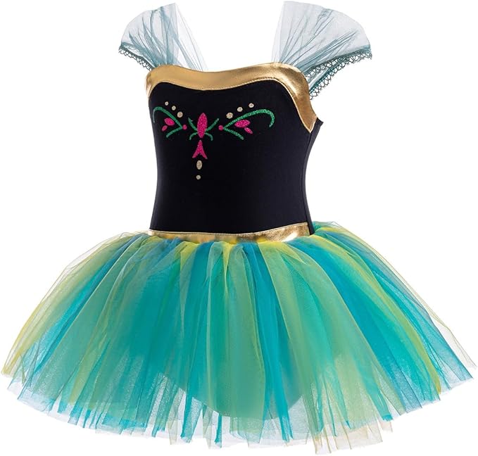 DYMCII Baby Girls Princess Ballet Dress Short Sleeve Leotards Skirted Tutu Dancewear Halloween Christmas Party Fancy Costume