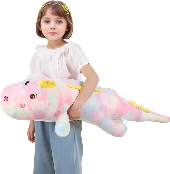 40inch Gaint Dinosaur Plush Stuffed Animals, Soft Rainbow Dinosaur Stuffed Large Pillow Toy, Cute Dinosaur Plushies Gift for Kids Boys Girls Birthday Holiday