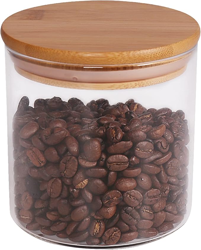 18 Oz/550 ML Glass Jar with Lid, Clear Thickened Version Glass Storage Containers with Sealed Bamboo Lid, For Coffee, Sugar, Spices, Tea, Beans, Candy, Cookie