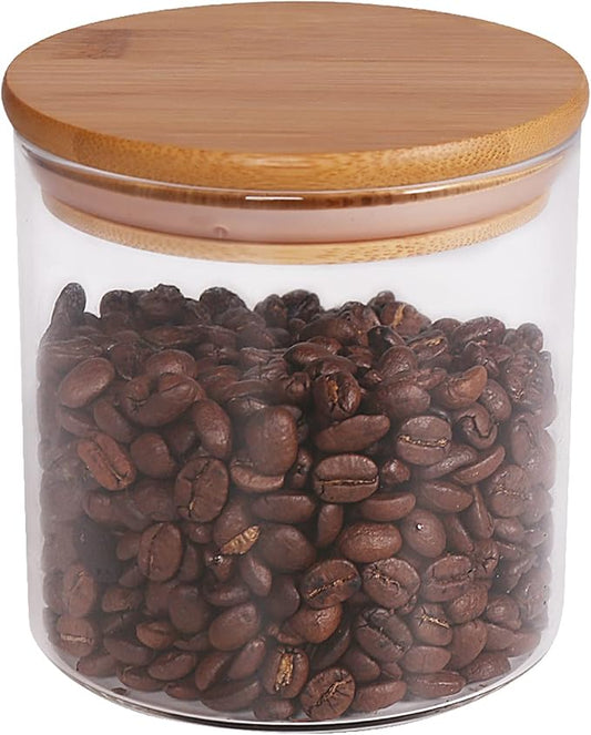18 Oz/550 ML Glass Jar with Lid, Clear Thickened Version Glass Storage Containers with Sealed Bamboo Lid, For Coffee, Sugar, Spices, Tea, Beans, Candy, Cookie