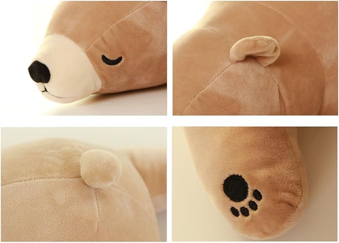 MMTTAO Polar Bear Plush Toys 14 Inch Stuffed Animals Dolls Small Brown Sleeping Bear Collection Huggable Pillow Cushion for Kids Child Christmas Gifts - 14"/35cm