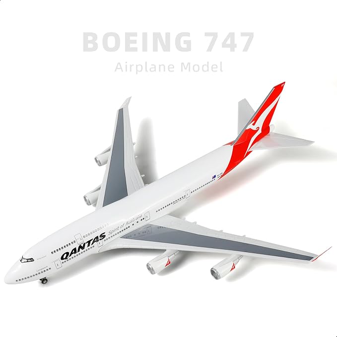 1/160 747 Airplane Model for Qantas 18-inch Pre-Built Airplane Models for Boeing 747 with Planes Display Stand Diecast Airplanes Model Kit for Adults Aviation Plane Gifts Aircraft Collection