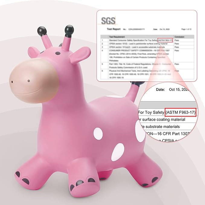 EVERICH TOY Giraffe Bouncy Horse Hopper for Toddlers, Bouncy Animals Jumping Horse, Inflatable Ride on Bouncer Hopping Toys Gifts for Boys and Girls 18 Months 2 3 4 5 6 Years Old