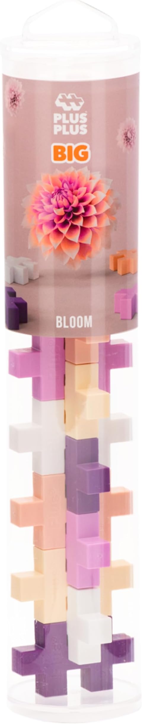 PLUS PLUS Big – 15 Piece Bloom Mix – Construction Building Stem/Steam Toy, Interlocking Large Puzzle Blocks for Toddlers and Preschool, Open Play Tube