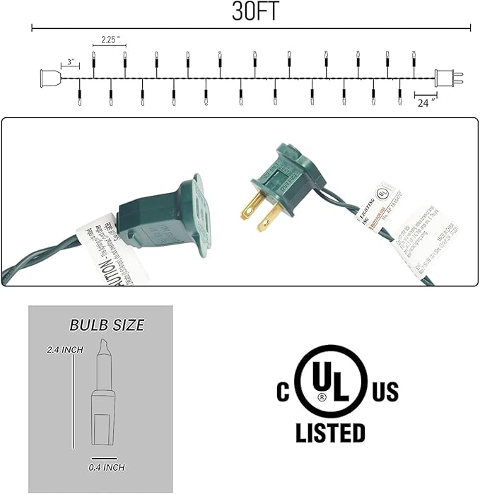 Dazzle Bright Warm White Christmas Mini String Lights, 150 Incandescent Lights, Waterproof Christmas Decorations for Indoor Outdoor Garden Yard Decor (Multi-Colored, 2 x 150 Count)
