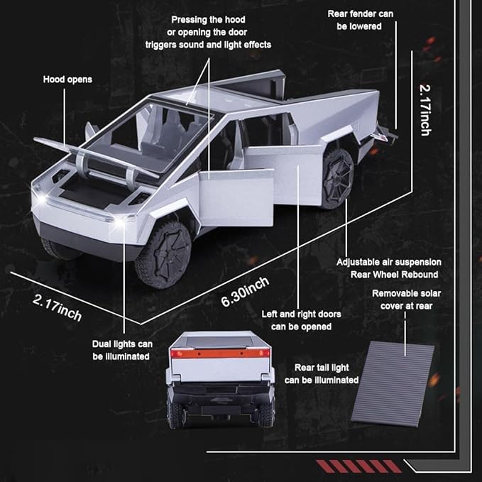 1/32 Diecast Pickup Car Model Alloy Toy Car with Sound Light and Pull Back, Toy Trucks for Boys Pickup Truck Toy Metal Model Trucks for Kids Gift Truck Enthusiasts Collection