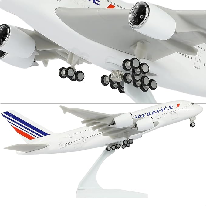 1/240 Compatible for Air France A380 Airplane Model Kit (30cm L) for Airbus A380 Resin Plane Model with Display Stand for Adult Aviation Gift or Display Decoration