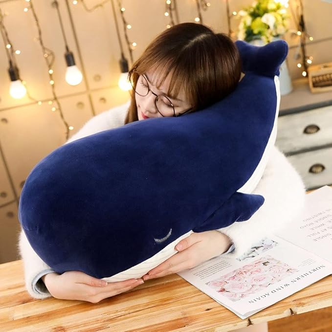 MUPI Whale Stuffed Animals Plush Pillow 4 Size Cute Soft Cotton Plushies Pillows Kawaii Blue Whale Toy Gifts for Kids Boys Girls Adults (Blue, 10 Inch)
