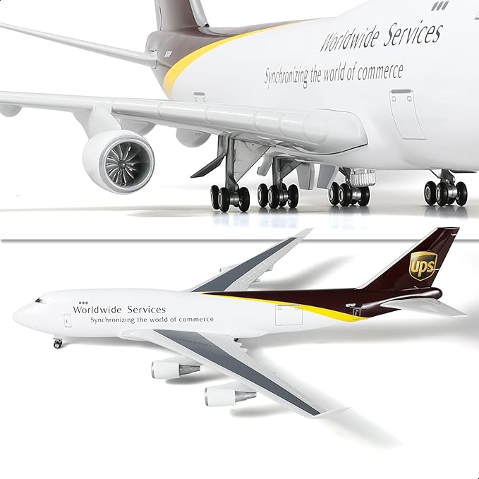 for UPS 1/160 747 Large Scale Model Airplane with Stand for Boeing 747-400 Pre-Build Aircraft Model Kit for Adult (17-inch L) Aviation Enthusiasts Cargo Plane Gift or Airplane Collections