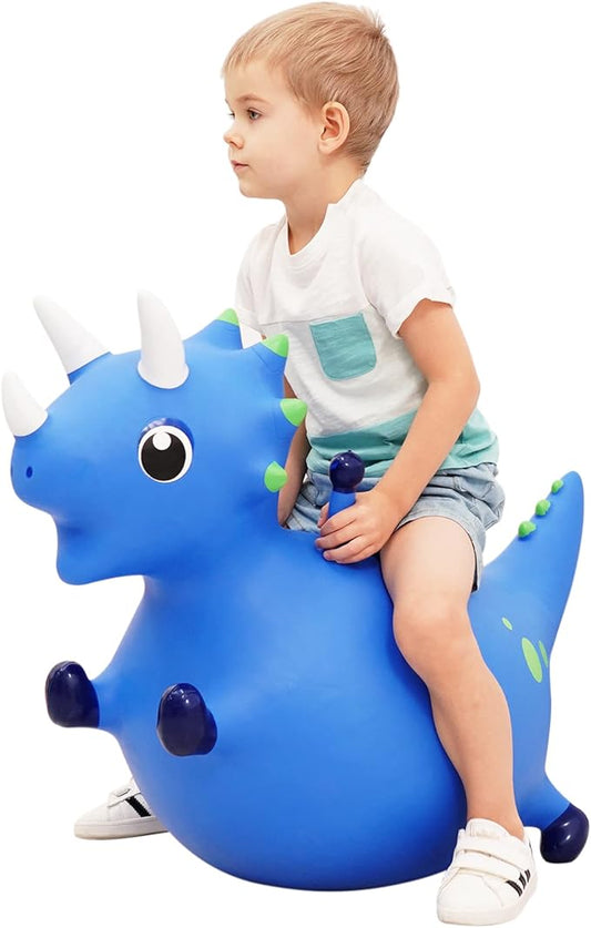 ZOOJOY Bouncy Dinosaur Hopper, Inflatable Dino Bouncing Animal for Toddlers, Indoor Outdoor Ride On Bouncing Horse W/Pump, Hopping Toys Gift for 4 5 6 7 8 Year Old Boy Girl