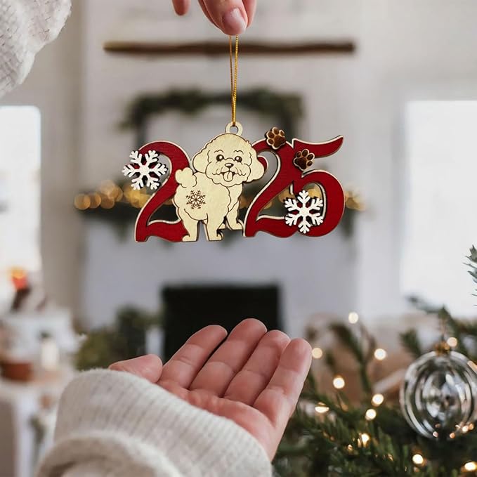 Maltese Dog 2025 Christmas Ornament – Wooden Holiday Tree Hanging Decoration – Cute Maltese Puppy Ornament, Pet Lover Keepsake Gift for Christmas 2025