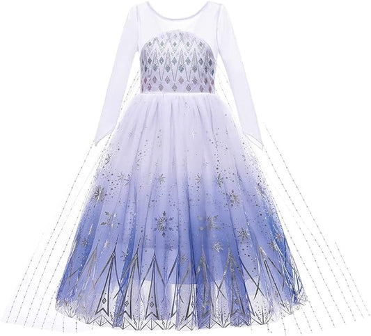 REXREII Princess Dress for Girls Halloween Party Cosplay Dress Up Frozen Elsa Snow Queen Costume Christmas Birthday Gown