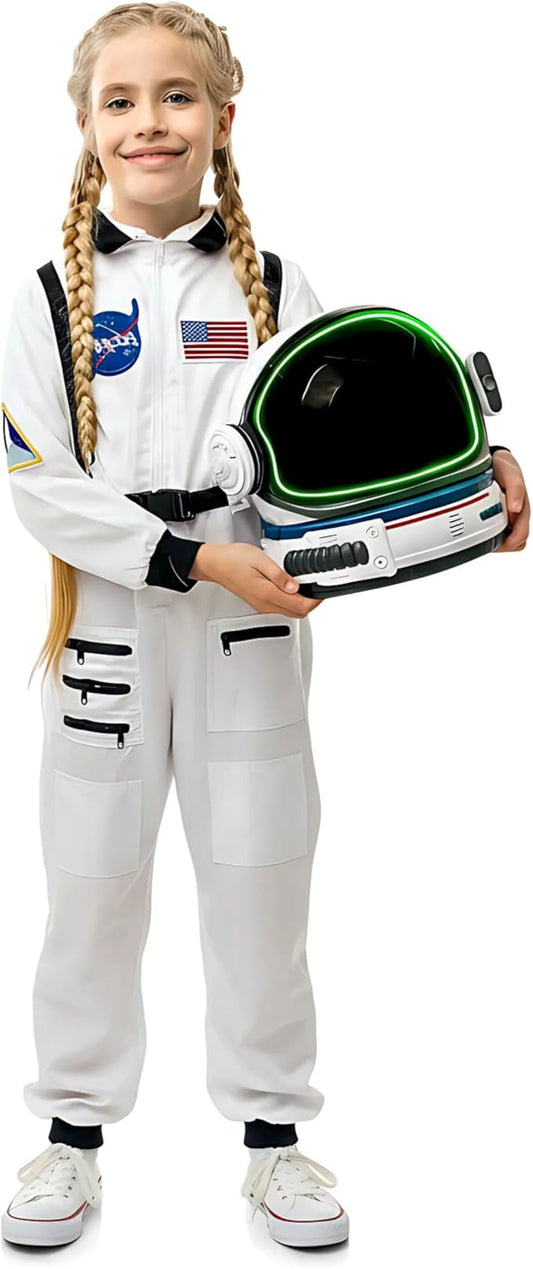 Astronaut Costume for Kids with Helmet, Halloween Costumes for kids Nasa Astronaut Helmet Suit with Movable Visor