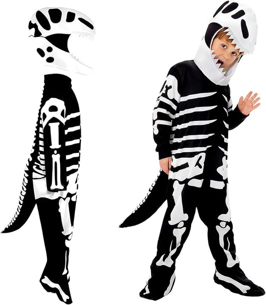 Halloween Dinosaur Skeleton Costume Dinosaur Jumpsuit white Skeleton Onesie Pajamas