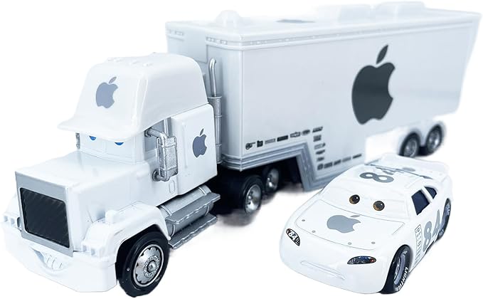 Portable Mini Toy Car and Truck Set 1:55 Diecast Model Metal Body Racers for Preschool Kids Ages 3+ Years (White)