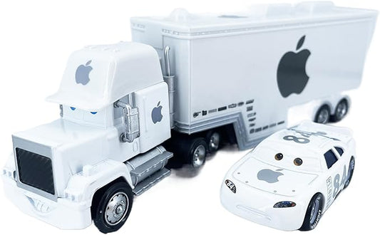Portable Mini Toy Car and Truck Set 1:55 Diecast Model Metal Body Racers for Preschool Kids Ages 3+ Years (White)