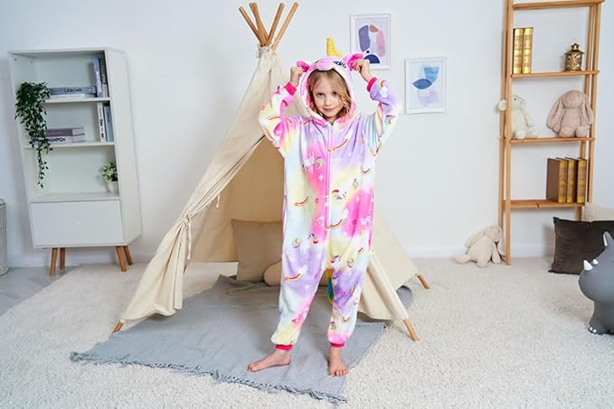 Kids Unicorn Onesie Pajamas One-Piece Cosplay Costume Animal Sleepwear Girls And Boys