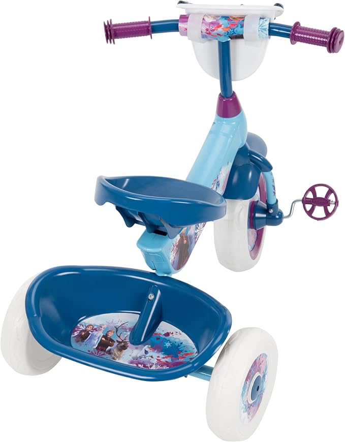 Huffy Disney Frozen 2 Girl's Trike, Ideal for Ages 3+, Anna, Elsa, and Olaf, Storage Bins for Snacks or Toys, Sturdy and Durable, Safe for Toddlers