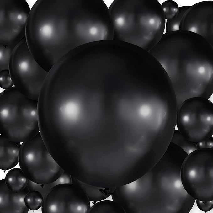 300 Pcs Latex Balloons Different Sizes 5/10/12/18 Inch Party Anniversary Balloons Bulk for Birthday Wedding Baby Shower Party Decoration(Black)