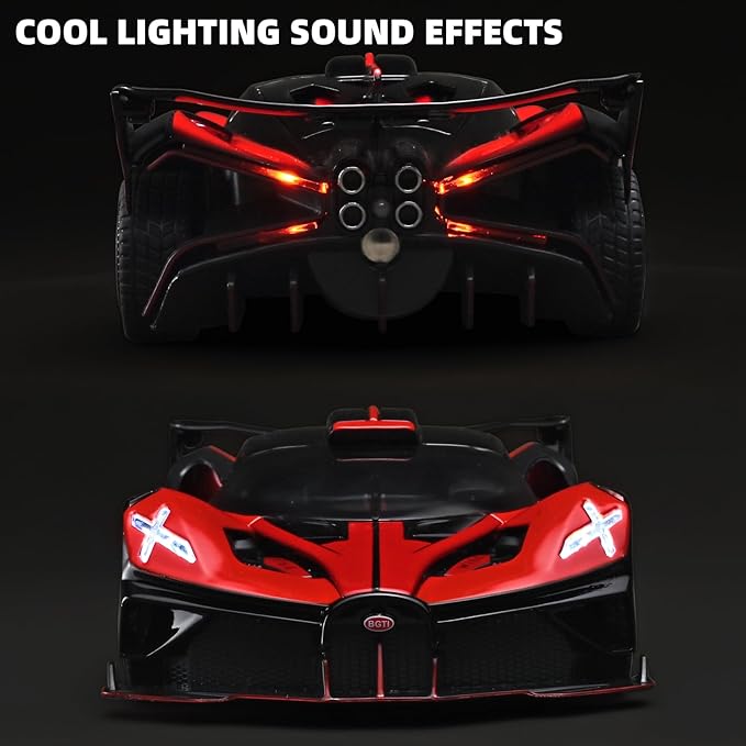 Toddler Car Toys 1/24 Diecast Cars Compatible for Bolide Model Car Collection,Spray Bolide Toy Car for Boys,Pull Back Cars with Light and Sound,Toy Cars for Boys Age 4-7（Red）