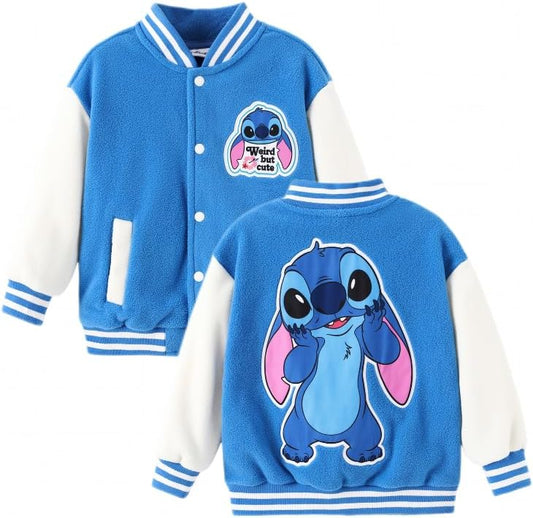 Disney Minnie Mickey Stitch Princess Frozen Elsa Marvel Jacket Lightweight Coat Button up Color Block Sweatshirt 2-14 Years