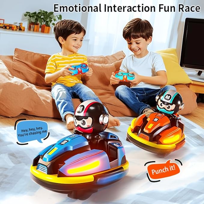 OBEST Bumper Cars Two-Player Racing Game, 2.4 GHz Remote Control Bumper Cars for Kids Two-Piece Suit, RC Battle Race Cars with Light & Music