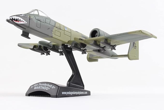 Postage Stamp Daron A-10 Thunderbolt II Die-Cast Model – 1:140 Scale Close Air Support Aircraft, Flying Tigers Edition, GAU-8 Avenger Cannon, 4.625” Length x 5” Wingspan, Adult Collectible Ages 14+