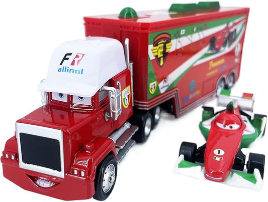 Portable Mini Toy Car and Truck Set 1:55 Diecast Model Metal Body Racers for Preschool Kids Ages 3+ Years (F1-Red)