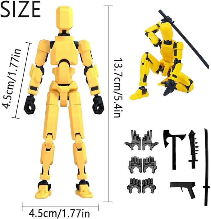 (Assembly Completed) 2025 New Titan 13 Action Figure Set,Lucky Robot 13 Action Figures,Multi-Jointed Movable Action Figure,Nova 13 Figure for Collectors Desktop Decorations(d-Yellow)