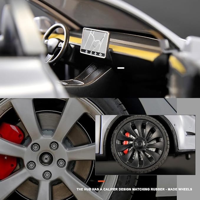 1/24 Model Y Toy Cars Alloy Diecast Model Car, Pull Back Mo-del Y M-odel Car with Light, Big Mo-del Y Diecast Cars Mode-l Toy Suitable for Kids Adults Birthday Gift (Black)