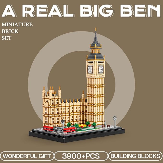NeoLeo Real Big Ben Micro Building Blocks Set (3900+PCS) - World Famous Architectural Model Toys Gifts for Kid and Adult