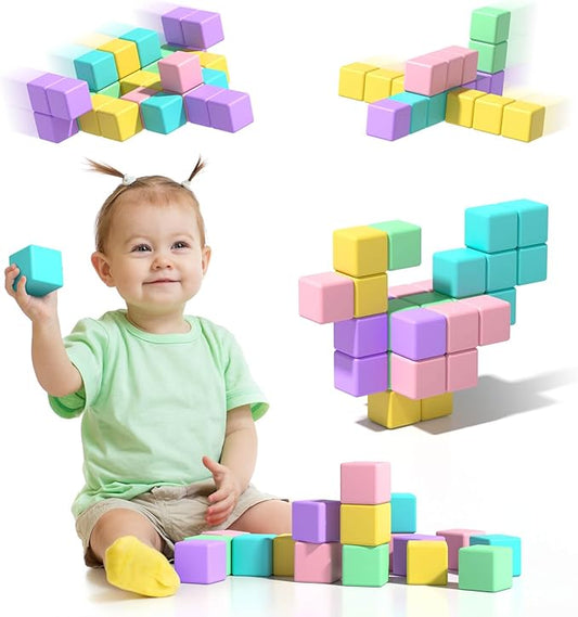 1.34 inch Magnetic Blocks for Toddlers 1-3,4-8 Large Macaron Magnet Building Cubes for Kids Ages 3-5 Stem Preschool Stack Construction Educational Toys for 3+ Years Old Boys Girls