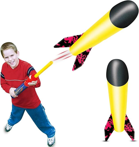 Geospace Hand Held Pump Rocket Mini Size (Single Pump) – Flying Foam Rockets Outdoor Toys for Kids, Boys & Girls – 19" Rocket Set – Hand Stomper Rockets Toy - Cool Toys for Fun