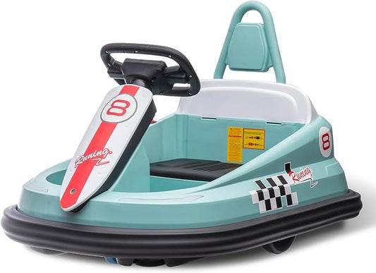 Hetoy Bumper Car for Toddlers, 6V Electric Ride On Toys for Kids, 1.9 MPH Max Speed, Steering Wheel, 360 Degree Spin, 2-Speeds, Lights, Music & Horn, Birthday Gift for Boys Girls 2-6 Years Old, Green