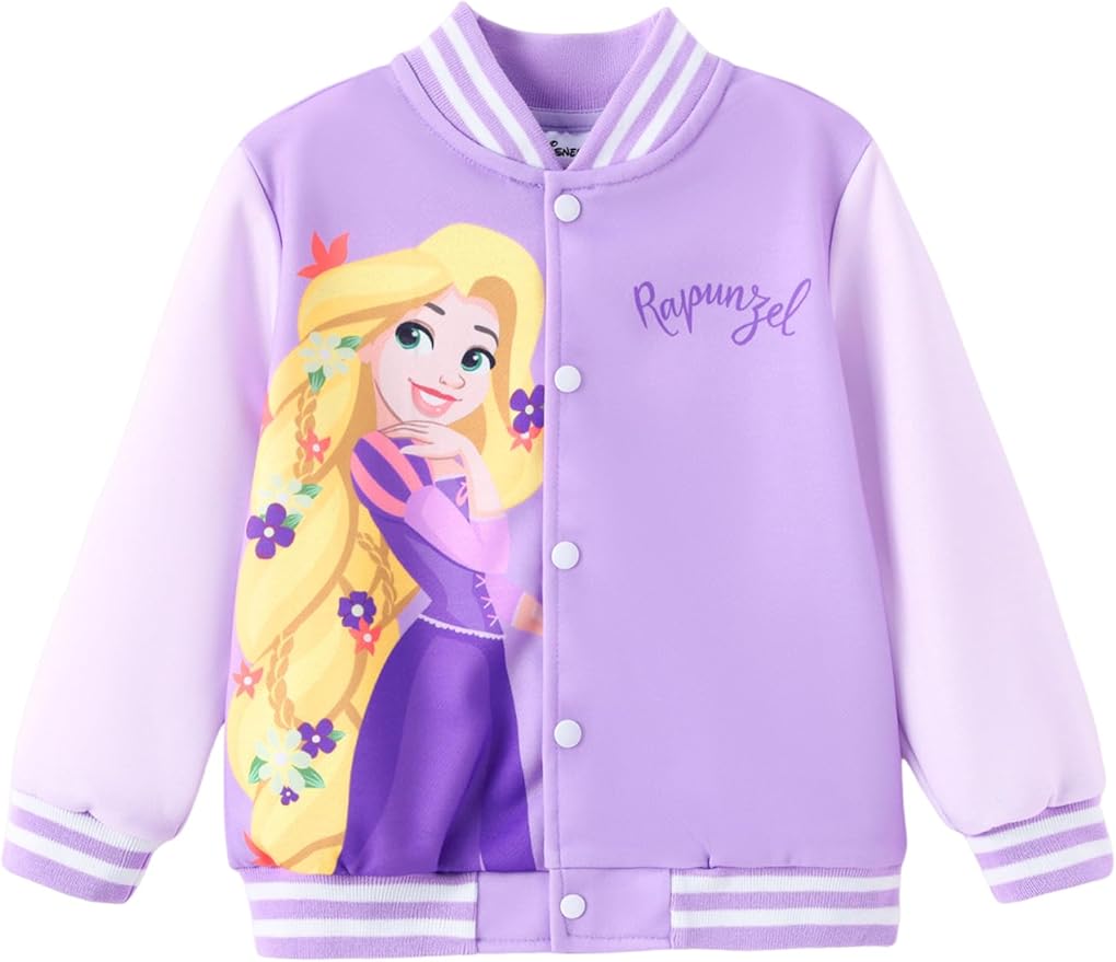 Disney Minnie Mickey Stitch Princess Frozen Elsa Marvel Jacket Lightweight Coat Button up Color Block Sweatshirt 2-14 Years