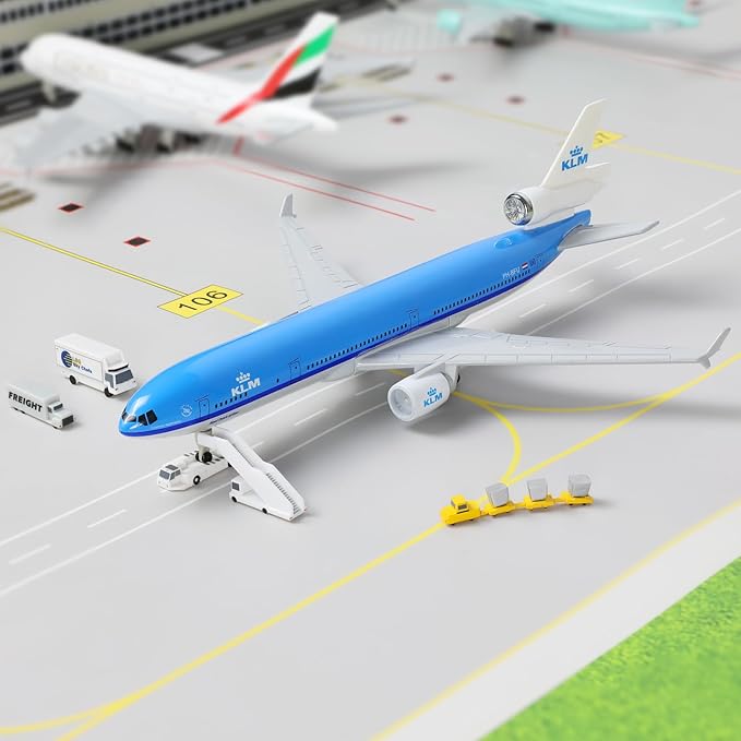 MD-11 NL-KLM 1/300 Diecast Metal Airplane Model with Stand -Alloy Boeing Airplane Model for Adult(PH-BFU) -8.3 inches Model Plane for Aviation Enthusiasts Gifts, Display Decorations