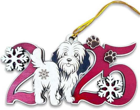 2025 Havanese Christmas Ornament – Wooden Dog Ornament for Tree, Cute Puppy Holiday Decoration, Personalized Pet Keepsake Gift for Women, Men, Kids, Dog Mom & Dad
