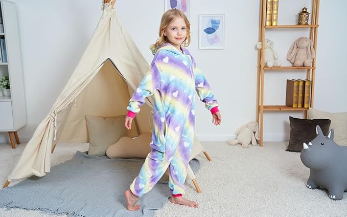 Kids Unicorn Onesie Pajamas One-Piece Cosplay Costume Animal Sleepwear Girls And Boys