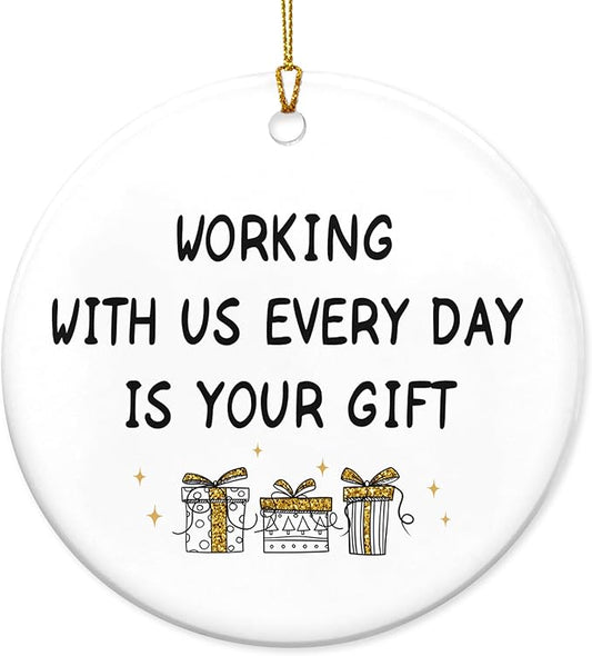 OASSIE Christmas Funny Gifts for Friends Women - Ceramic Christmas Ornaments Tree 2025 for Tree Decorations - Coworker Gifts for Women, Friend Gift for Work Bestie, Home Decorations Friends Ornament